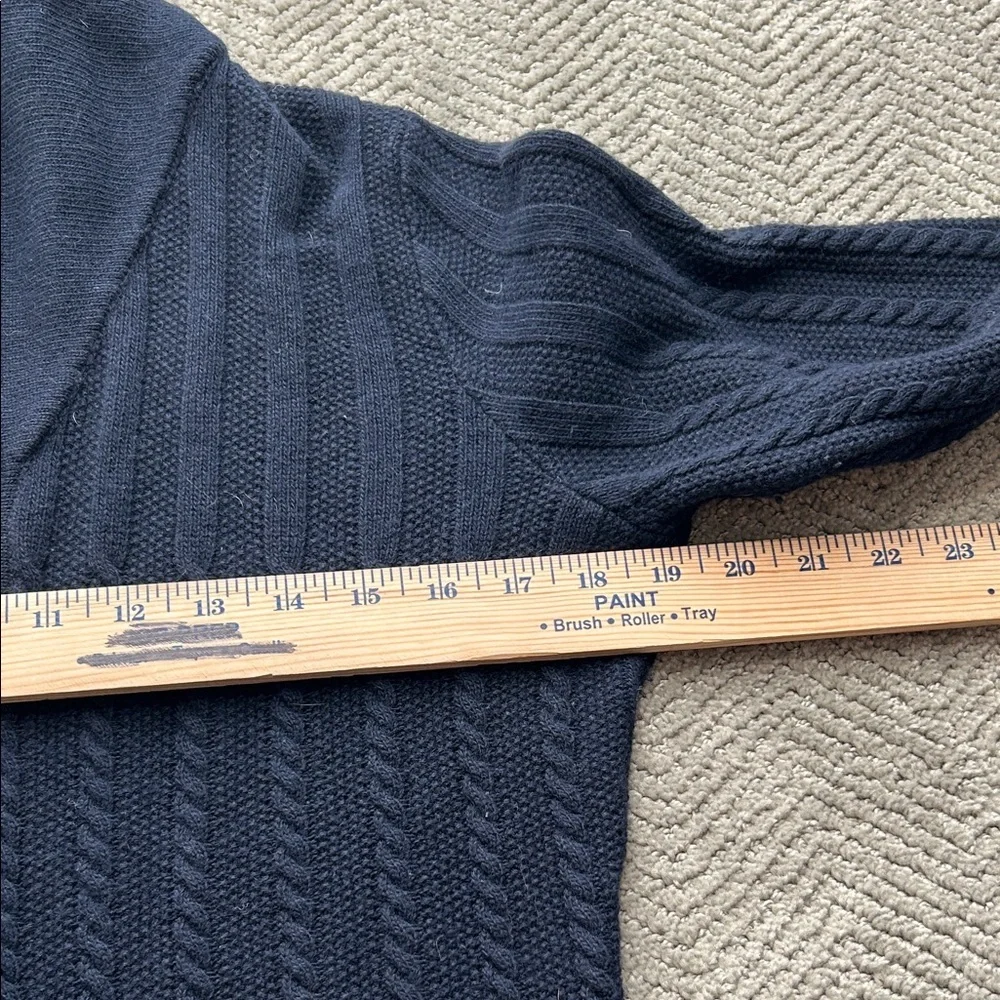 Brooks Brothers Navy Cable Knit Shawl Collar Cardigan Gold Buttons M - Picture 9 of 11